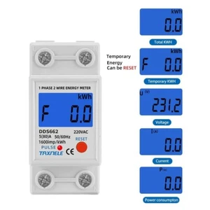 Electric Meter LCD Digital Display Wattmeter Single Phase Voltage Current Reset - Picture 1 of 12