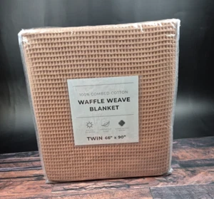 Manta Great Bay Home Waffle Weave Twin 66x90 OEKO-TEX 100 % algodón rosa polvoriento - Imagen 1 de 7