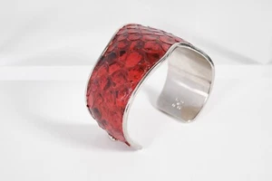 Tod’s Cuff Snake Skin Red Genuine Leather Bracelet Made in Italy - Picture 1 of 6