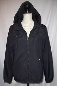 Womens Volcom Windbreaker Jacket Medium (12) Black Hoodie Pockets Weather Resist - Picture 1 of 4