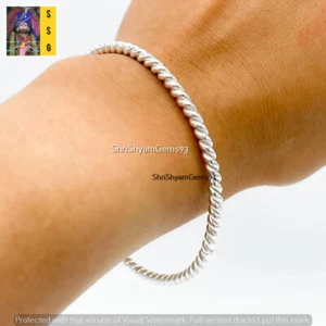 1 PC. GS Plata Micro Brazalete, Brazaletes Retorcidos Pulsera Apilable Mujer Joyería - Imagen 1 de 6