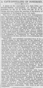 1911 Wookey Hole Cave Somerset Exploration Paper Herbert Balch Burlington House - Picture 1 of 1