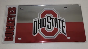 Ohio State Buckeyes NCAA Red Silver Wincraft Laser Tag License Plate - Picture 1 of 3