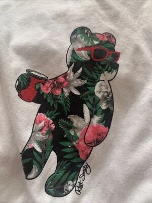 Camiseta Para Hombre Talla S Riot Society Floral Oso Tropical Blanca Manga Corta Foto 1 de 4