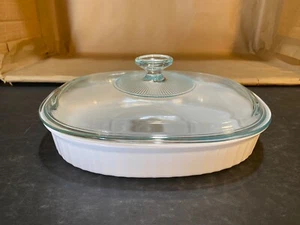 Corning Ware French White F-6-B Oval Casserole Dish With Pyrex Lid 1.8 Liter - Picture 1 of 9