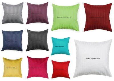 5 PC Satin Plain Solid Pillow Case Bed Sofa Waist Cushion Cover Throw Home Decor - Image 1 of 4