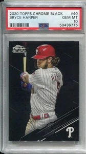 Topps Chrome Black 2020 Baseball Base #40 Bryce Harper PSA 10 - Picture 1 of 2