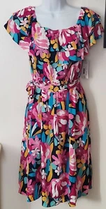 Tropical Floral Dress small. Bright flower pattern new with tags multicolor - Picture 1 of 6