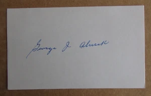 GEORGE ALUSIK SIGNED AUTOGRAPH 3X5 INDEX CARD MLB 1958 TIGERS KC ATHLETICS D.18 - Picture 1 of 1