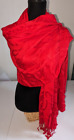 Châle foulard femme 100 % laine cachemire enveloppé pashmina solide ~ rouge NEUF