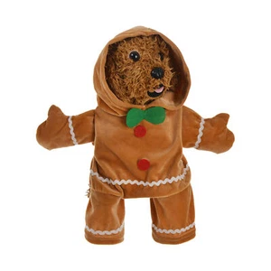 Dog Gingerbread Costume Soft Christmas Pet Cosplay Hoodie for Cats, Dogs, Puppy - Picture 1 of 12
