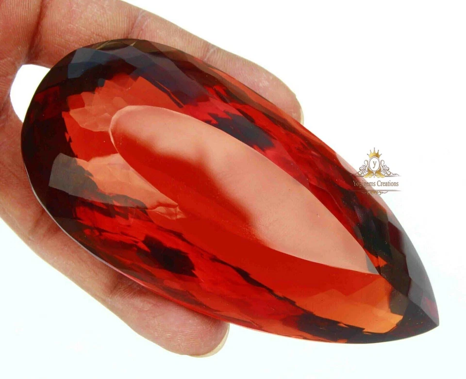2000 quilates cor vermelha com certificação natural tamanho grande topázio enorme pedra preciosa solta corte pera - Imagem 1 de 4
