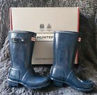 Hunter Navy Blue Wellies Gloss patent Size Kids Uk 12 New Box US 13B EU 31 boots