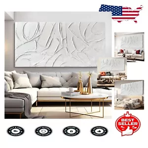 29x58'' Large Modern Abstract White Canvas Wall Art for Elegant Living Rooms - Picture 1 of 9