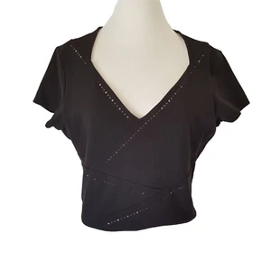 Athleta It's A Wrap Crop Top Size L Black Yoga Tee Fitness Activewear T-shirt - Picture 1 of 5