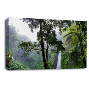 Large Waterfall Canvas Print Wall Art Green Grey White Landscape Framed Picture - Picture 1 of 5