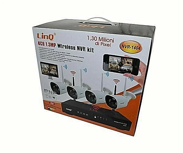 x Dvr 4CH Wireless NVR 4 Telecamere 1.30 Mega Pixel Modulo WIFI NVR-1404 Linq - Immagine 1 di 1