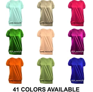 Round Neck T Shirt Satin Elastic Hem Special Office /Regular Wear Plus Size S106 - Picture 1 of 45