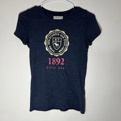 Abercrombie Kids Blue T-Shirt Moose Logo Ultra Soft Girls Size 15/16 1892 - Image 1 of 4