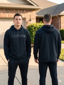 1st Phorm Herren XL schwarz Hoodie Tonal Spellout Logo zwei Reißverschlusstaschen  - Bild 1 von 6