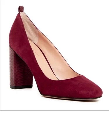 Franco Sarto Ingall Maroon  Suede Pumps Heels Snake Pattern Embossed Heels 9 - Image 1 of 4