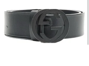 Gucci Herren Ineinandergreifender GG Logo Leder Gürtel Farbe Schwarz Größe 95 CM US 36  - Bild 1 von 8