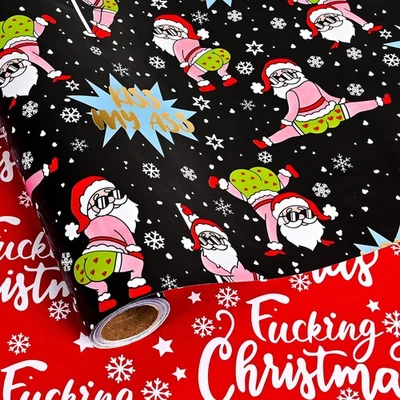 Rolo de papel de embrulho de Natal folha reversível Dlyrroba - Casa rosa e doces... - Imagem 1 de 4