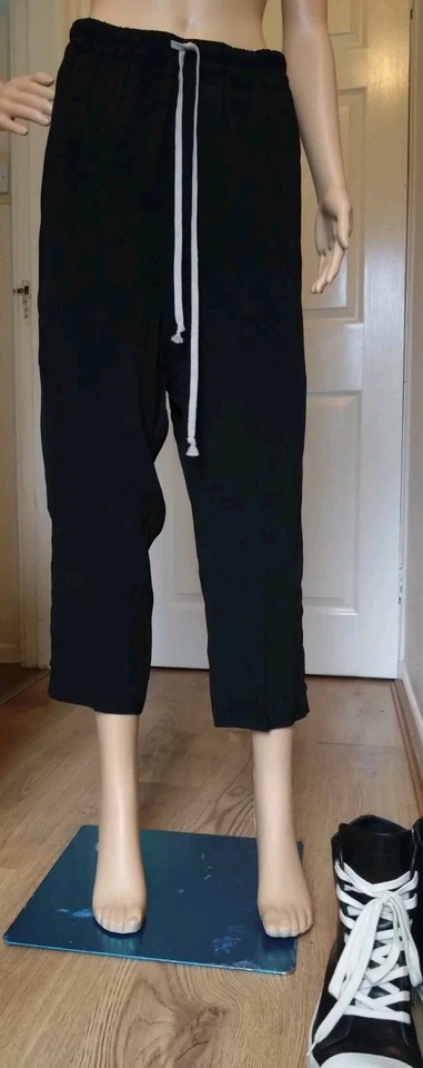 Calça Rick Owens Phlegathon mistura de seda desenho cordas, tamanho, Reino Unido 10, IT 42 - Imagem 1 de 4