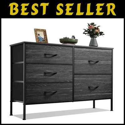 5-Drawer Dresser Organizer, Charcoal Black Wood Grain Print - image 1 of 4