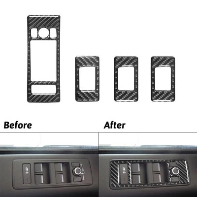 4x For Land Rover Range Rover Sport 2014-17 Carbon Fiber Window Lift Switch Trim Foto 1 de 4