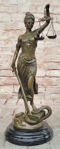 Bronze Sculpture Large Nude Blind Justice Lady Law Decoration Sword Handmade Art - Picture 1 of 10
