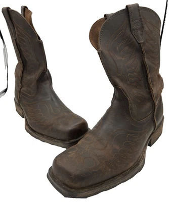 Ariat Rambler Phoenix 10010944 Hombres Botas 9 Marrón Cuero Tirar Western Puntera Cuadrada Foto 1 de 4