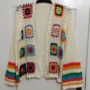 Handmade Crochet Cardigan, Granny Square, Vintage/Retro, Hippie Boho, Summer Top - Picture 1 of 9