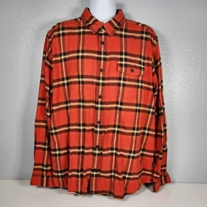 Patagonia Fjord Flannel Shirt Mens XXL Orange Plaid Button Up Hiking Outdoors - Picture 1 of 9