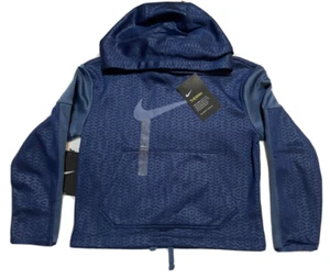 Nike Hoodie Youth Girls Small Dry Therma Warm Fleece Sweatshirt Blue Colorblock - Picture 1 of 1