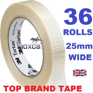 36 ROLLEN 25 mm x 50 m TARTAN 3 M KLEBRIG GLASFASER KREUZGEWEBE GLASFASERBAND 36 - Bild 1 von 1