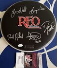 REO Speedwagon complete group autograph autographed signed logo drumhead JSA COA