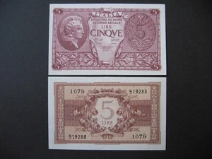 Italy 5 Lire 1944 (P31c) UNC - Picture 1 of 1