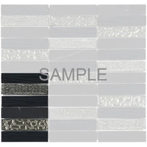 Metallic Cold Spray Black Marquina Marble Mosaic Tile Stacked Kitchen Backsplash - Picture 1 of 7