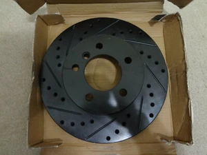 Dynamic Friction 633-31046L- Drilled and Slotted Black Zinc Brake Rotor - Picture 1 of 5