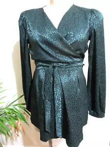 SERAPHINE MATERNITY & NURSING GREEN SHIMMER PRINT WRAP BLOUSE TOP SIZE 10 BNWT - Picture 1 of 4