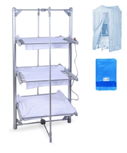 3-Tier Heated Airer with Fitted Cover Pack Dry Soon Dryer Hot Foldable BridgePro - Picture 1 of 8
