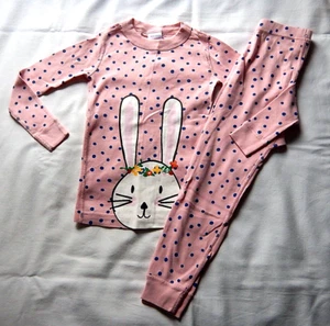 Hanna Andersson Pink Polka Dot Bunny Organic Long John Pajamas size 100 (U.S. 4) - Picture 1 of 7