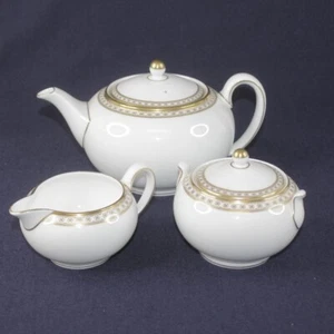 Wedgwood Gold Ulander Bone China Teekanne Milchkännchen Zuckerdose Set schwarz Urne Logo - Bild 1 von 24