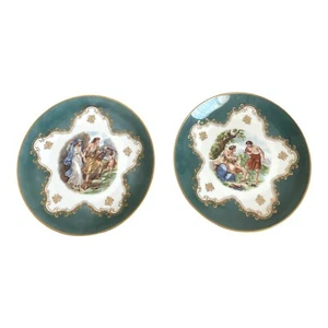 PAIR OF ESCHENBACH BAVARIA GERMANY DECORATIVE PLATES “ANGEL WITH COUPLE” - Picture 1 of 6