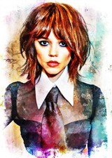 Jenna Ortega Wednesday Actress Model 2/5 ACEO Fine Art Print Card By:Q