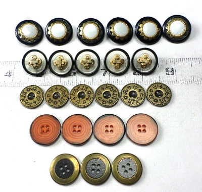 24 VINTAGE Multi-Colored Some Matching Acrylic & Metal Buttons 19mm -23mm - Image 1 of 4