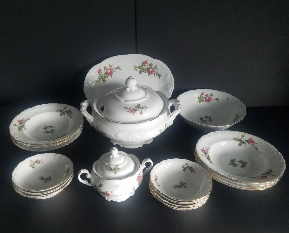 Royal Kent 21 Piezas China Fina/Polonia Musgo Rosa/Incluye Sopa Touren/Con Tapa Foto 1 de 4