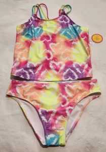 NWT Children's Place Tie Dye Heart Tankini 2PC Swimsuit 16 Girls - Picture 1 of 1