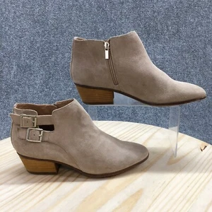 Clarks Boots Womens 8 M Astro Ankle Booties Beige Suede Buckle Zip 26114699 - Picture 1 of 19